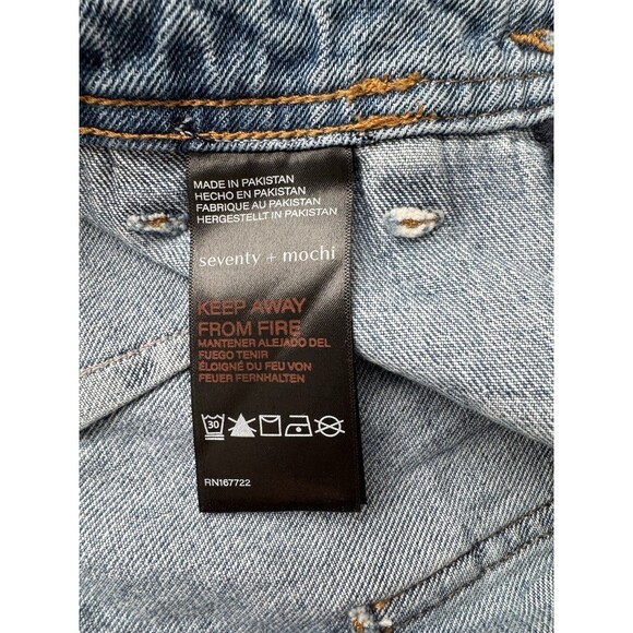 Seventy + Mochi Women's High Rise Wide Leg Mabel Jeans Patch Pocket Raw Hem 28 - Picture 5 of 12